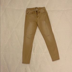 mustard mid-rise skinny jeans